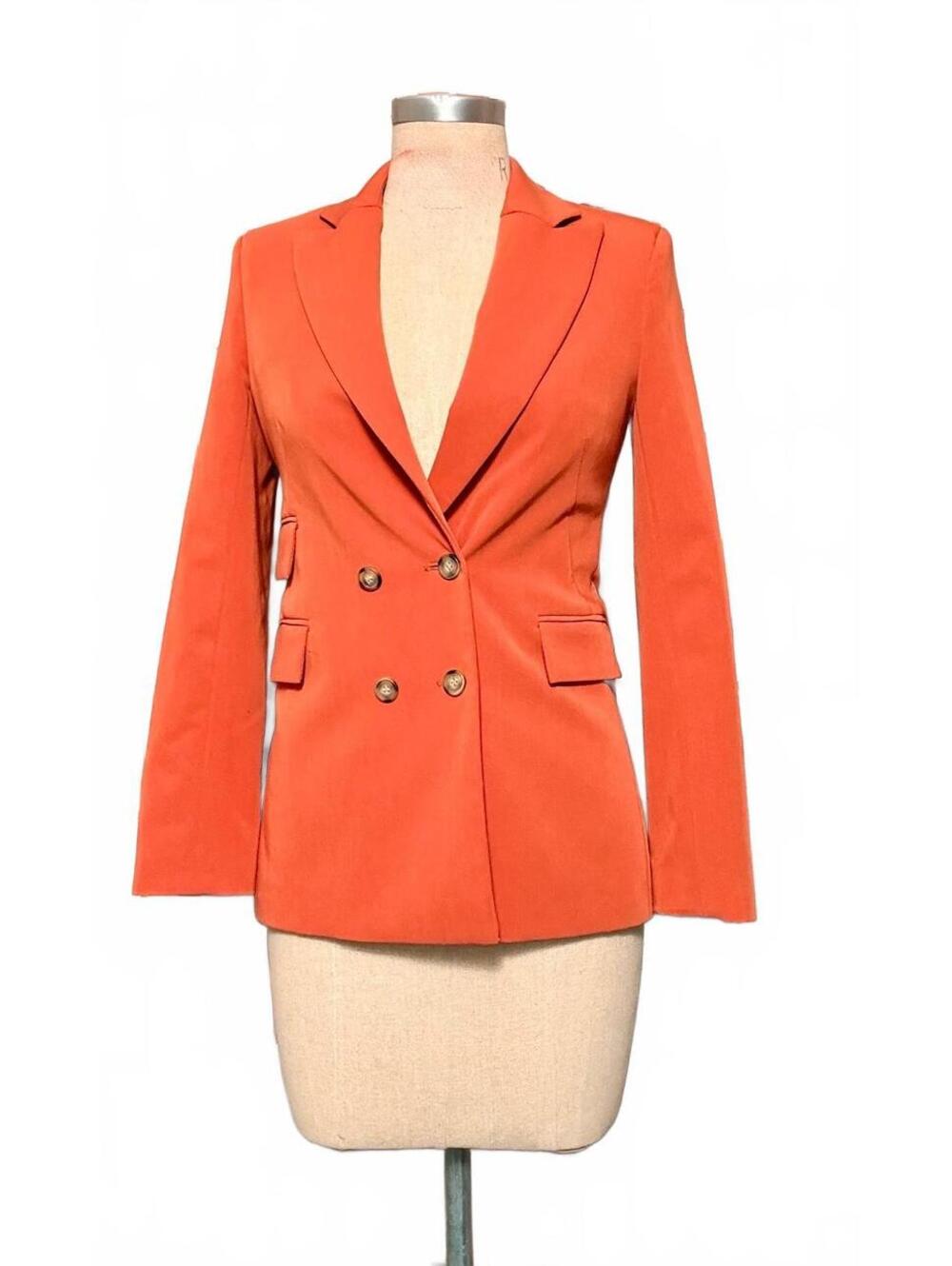 Topshop US 2 Burnt Orange Double Breasted Tailored Blazer Jacket
